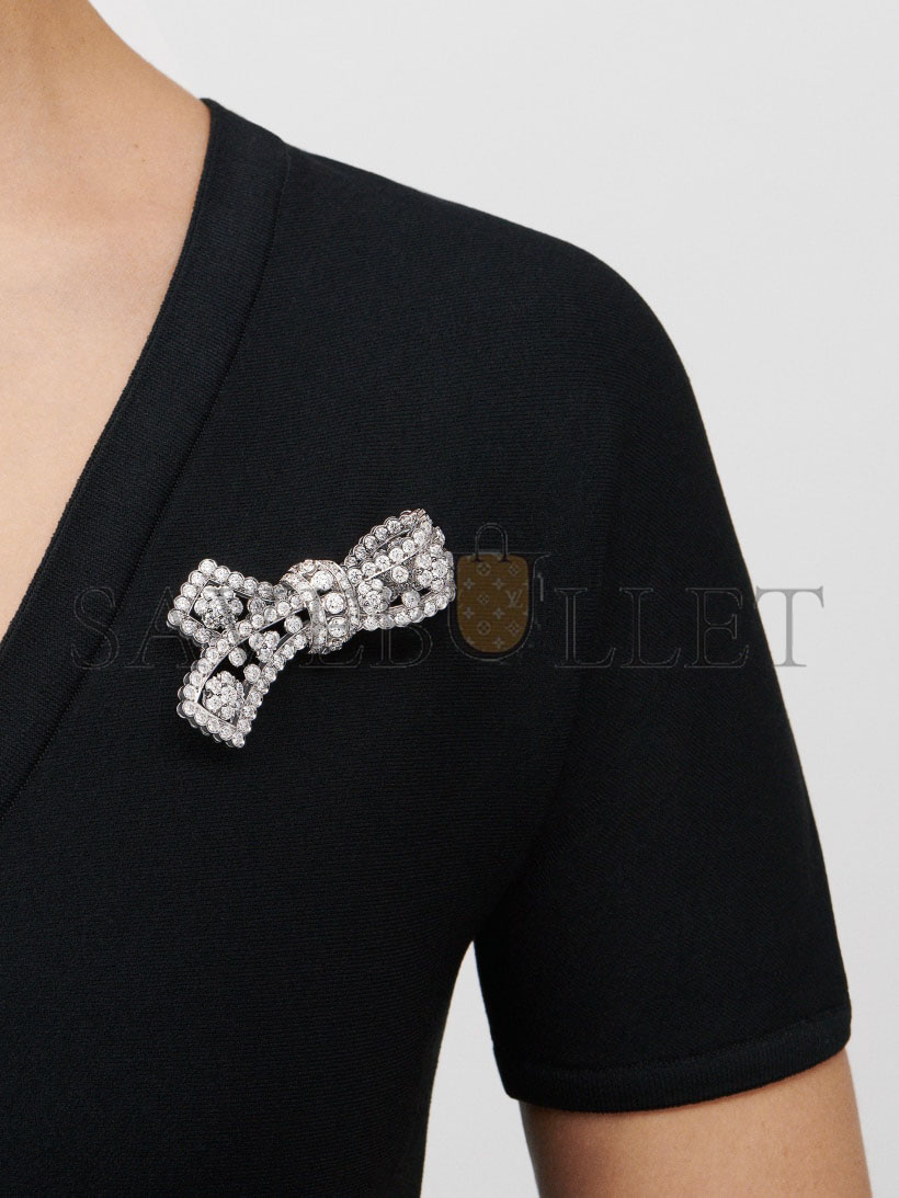 v*n cl**f arpels snowflake noeud clip - platinum, D1am0nd vcarp39700