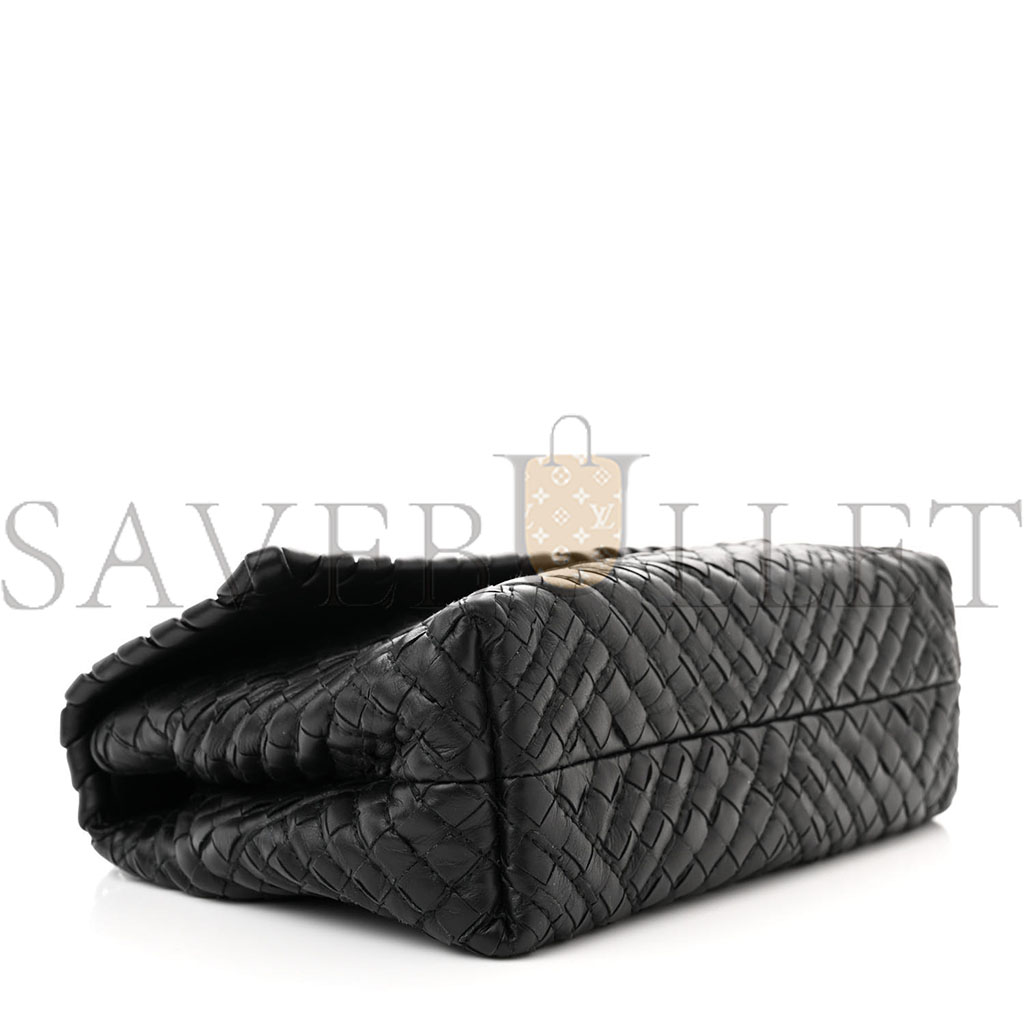 bo*te*ga Ve*ne*ta nappa intrecciato baby olimpia shoulder bag black (23*17*8cm)