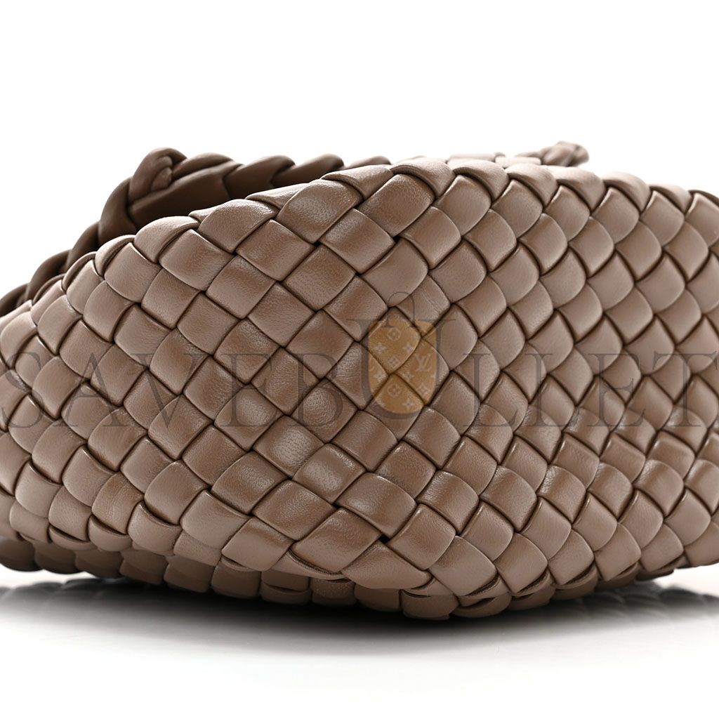 bo*te*ga Ve*ne*ta nappa intreccio mini cobble shoulder bag taupe grey (19*18*8cm)