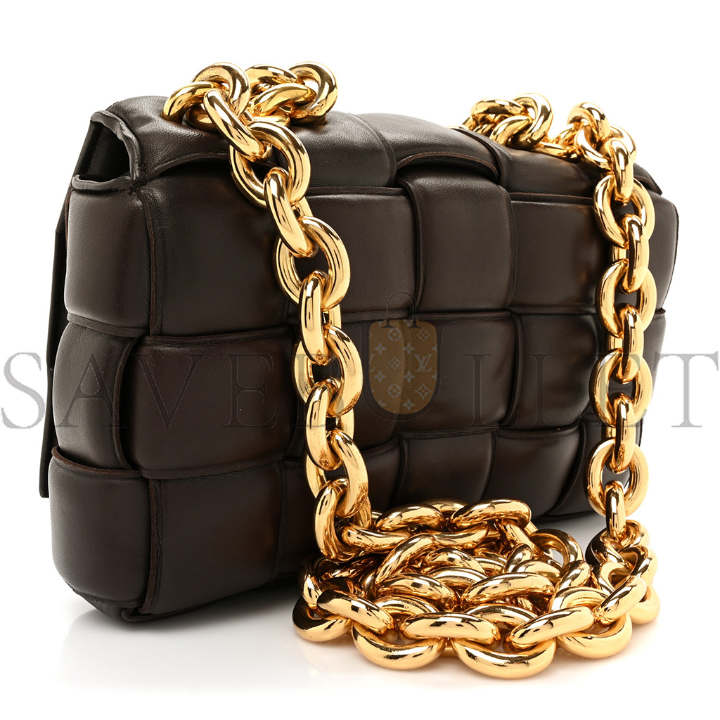 bo*te*ga Ve*ne*ta lambskin maxi intreccio padded chain cassette crossbody bag fondant (25*17*8cm)