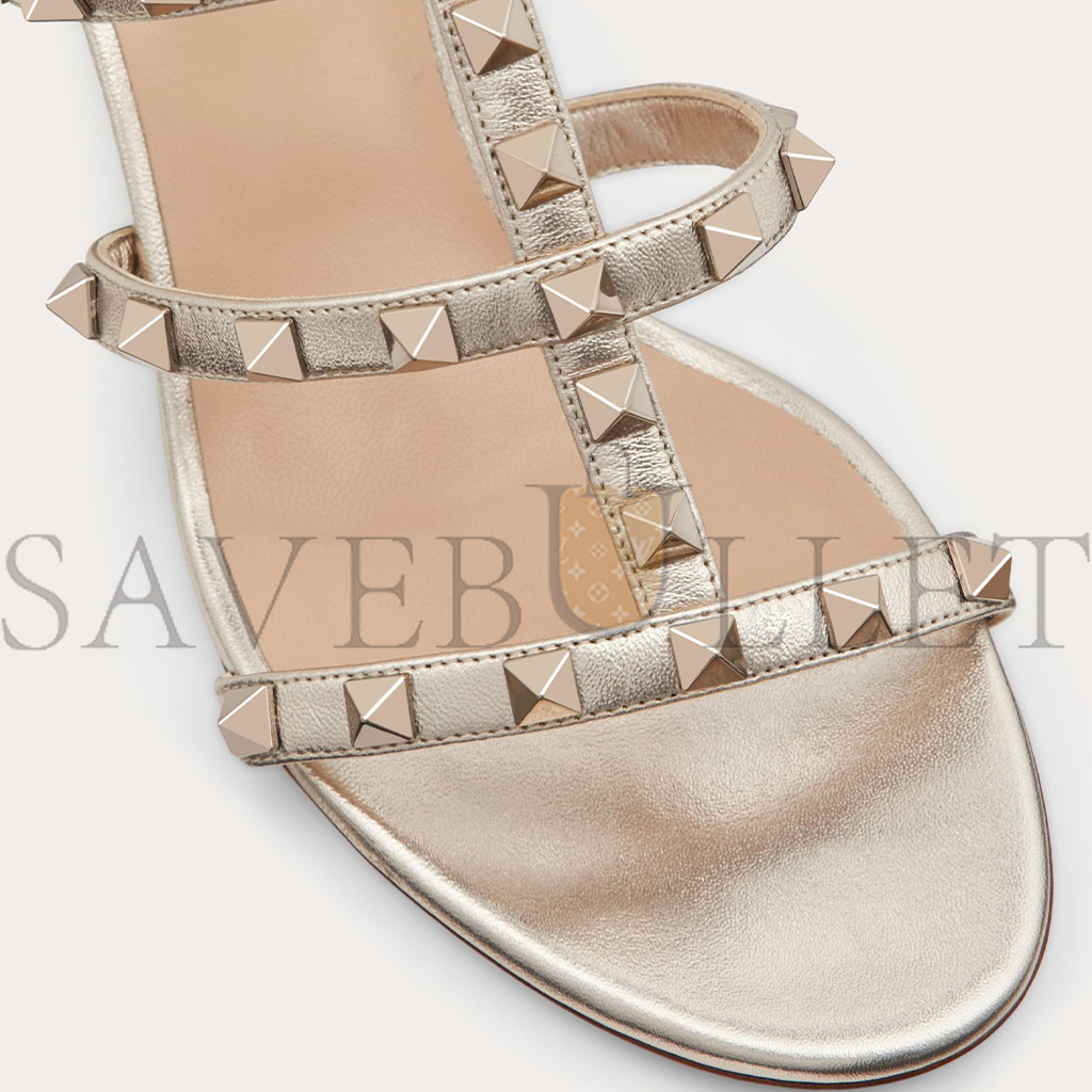 Va1e*ntin0 rockstud metallic calfskin leather slide sandal 60 mm 5w2s0c47jxh