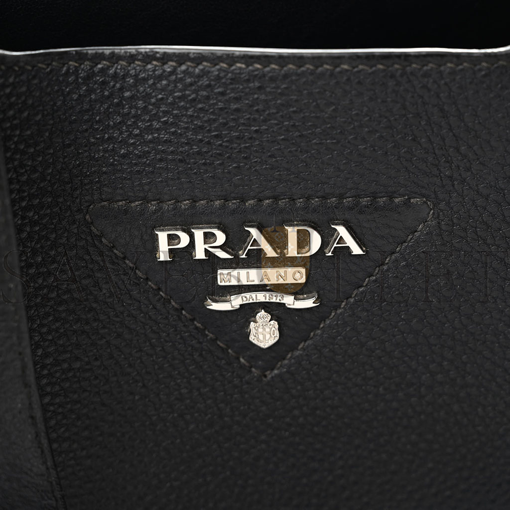 Pra*a vitello daino soft medium dynamique tote black (25*22*13cm)