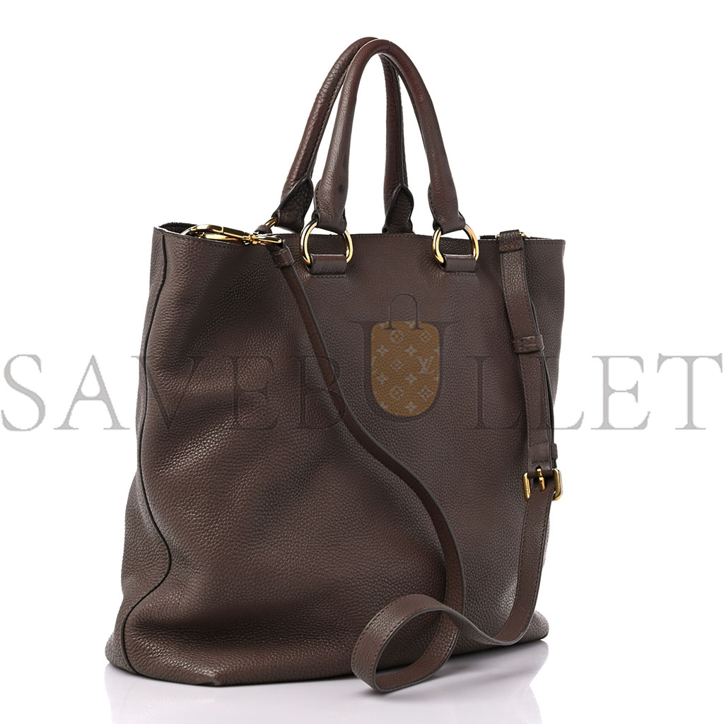 Pra*a vitello daino shopping tote palissandro (35*34*13cm)