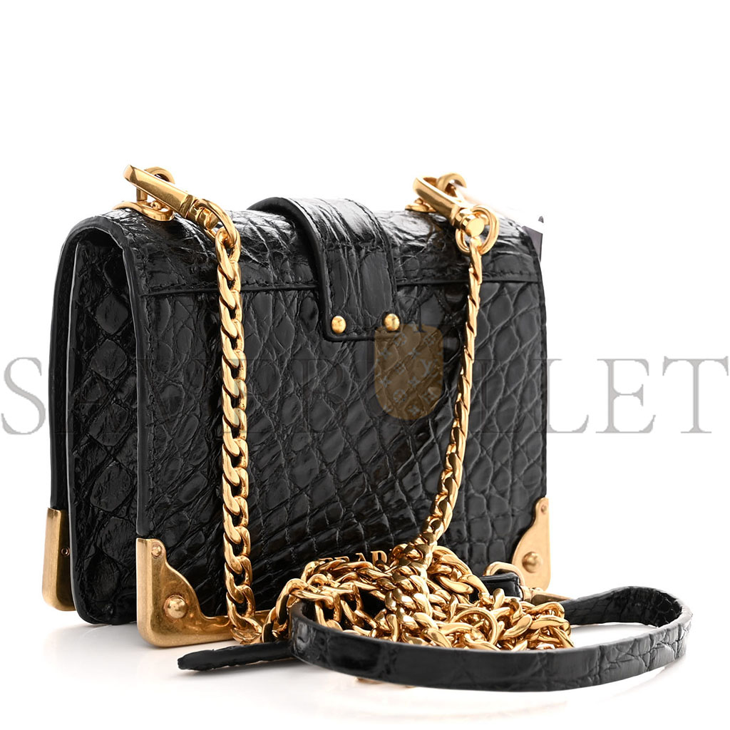 Pra*a crocodile micro cahier bag black (10*9*5cm)