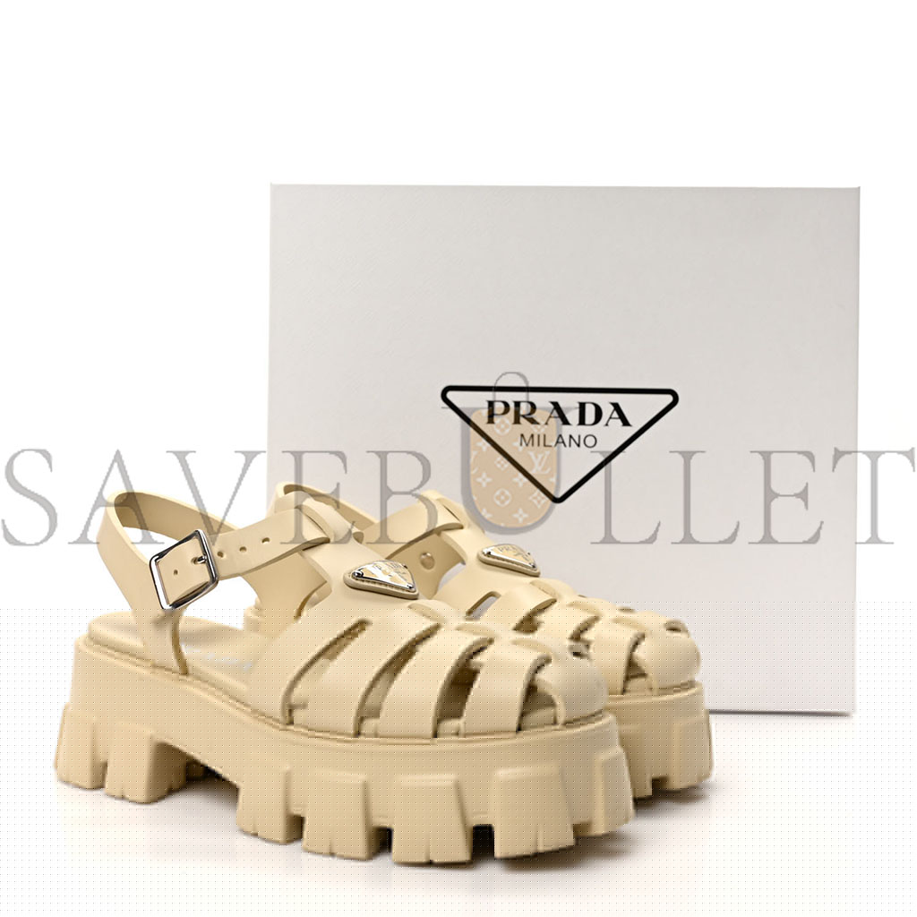 Pra*a foam rubber metal triangle logo monolith 55mm cage sandals 39 quarzo