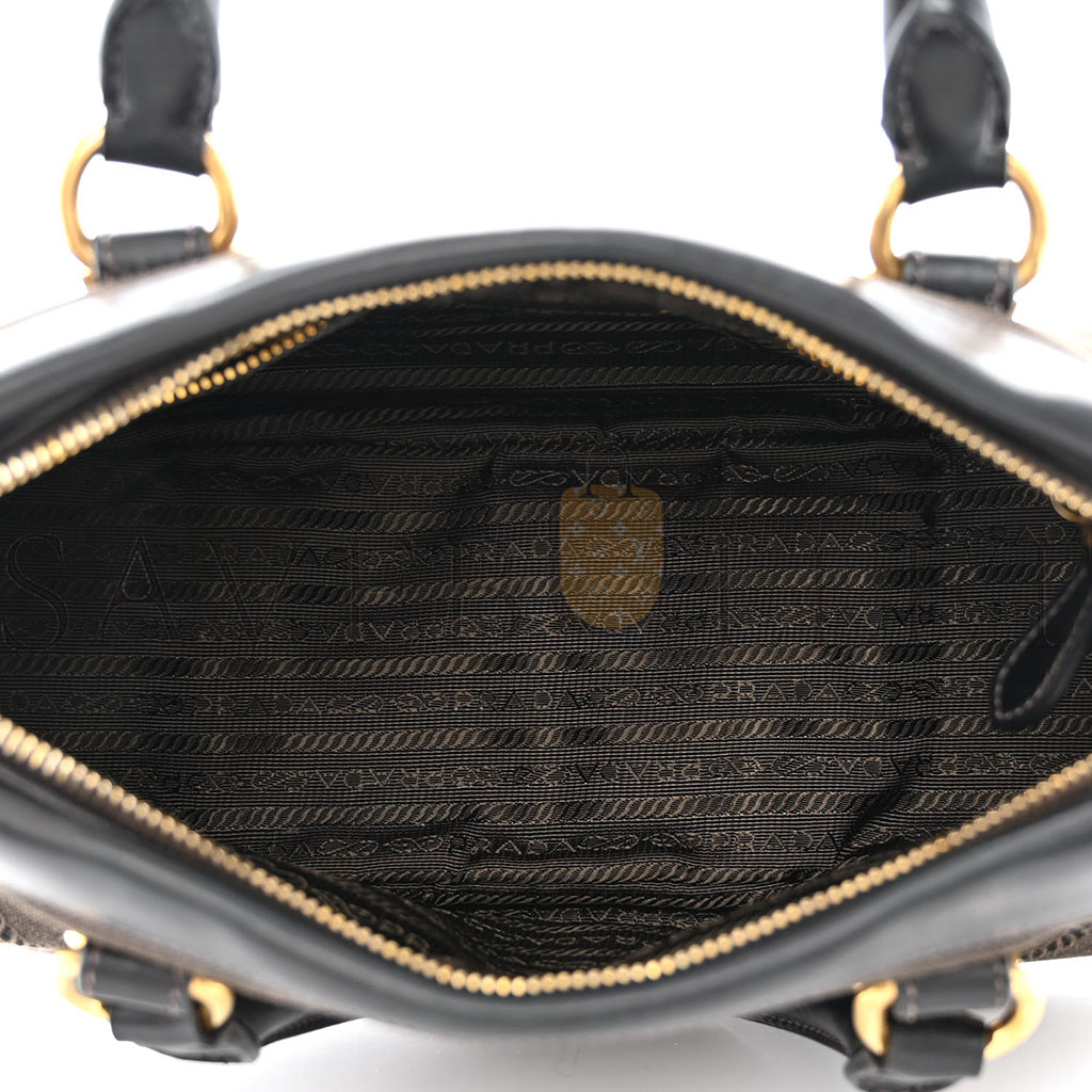 Pra*a jacquard logo tote corda bruciato (34*17*11cm)
