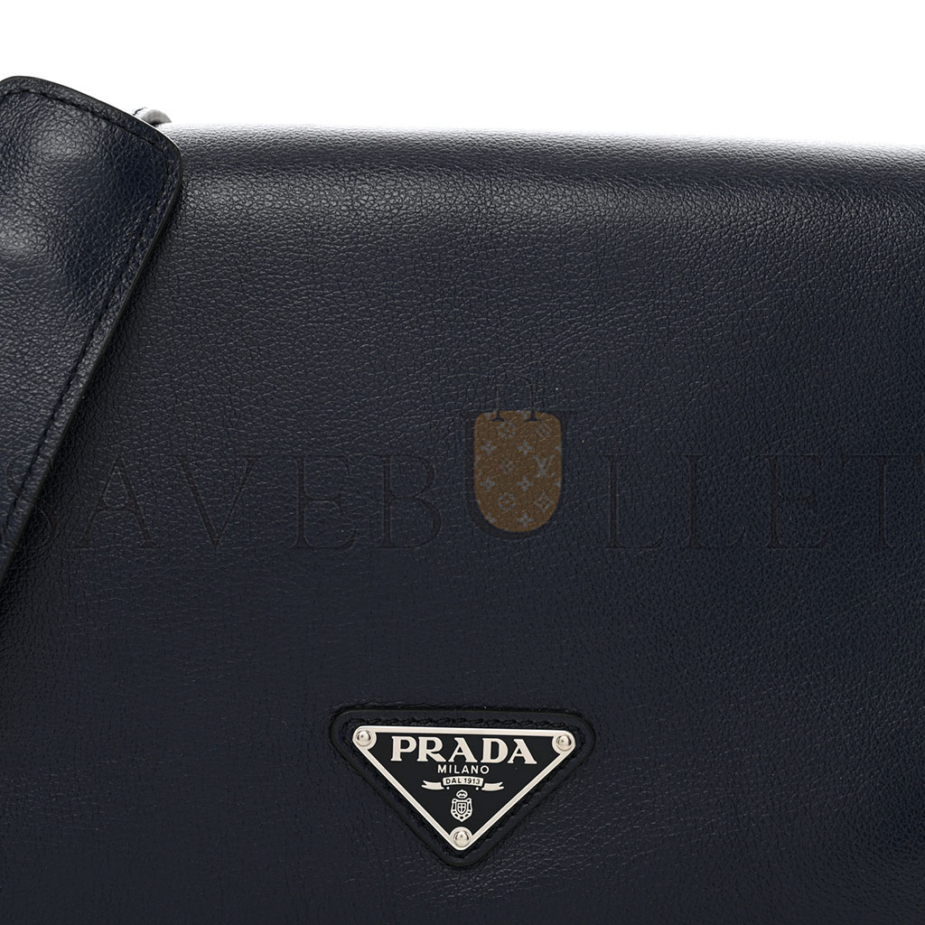 Pra*a glace calf shoulder bag baltico (23*16*10cm)