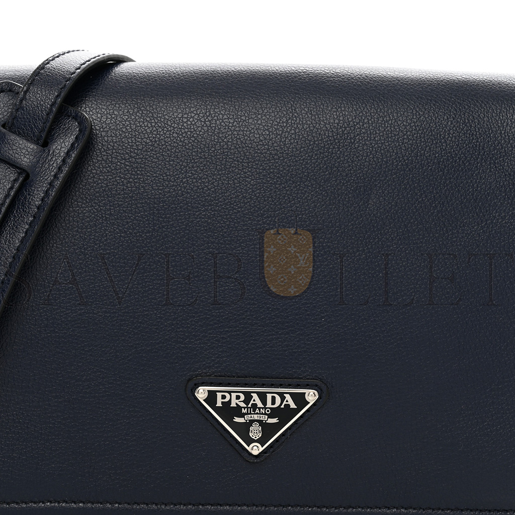 Pra*a glace calf shoulder bag baltico (23*17*9cm)