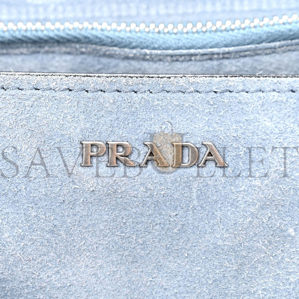 Pra*a glace calfskin large soft cahier bag black (23*17*8cm)