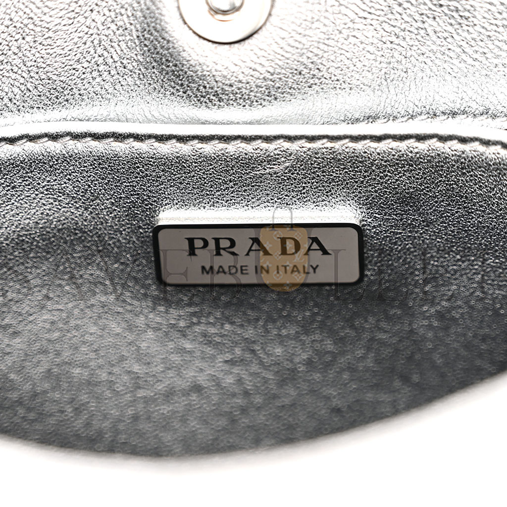 Pra*a metallic spazzolato cleo shoulder bag argento (28*18*5cm)
