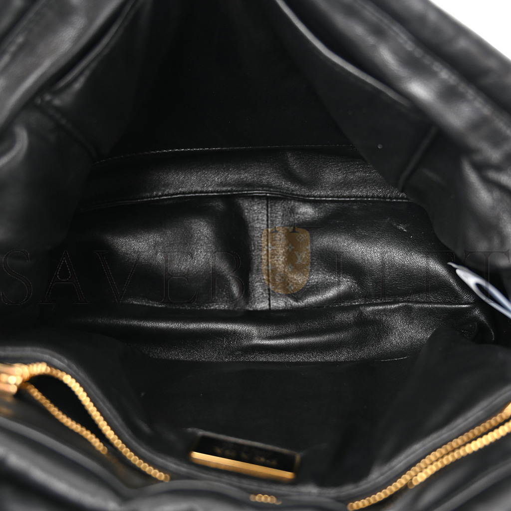 Pra*a nappa padded system patchwork bag black (31*20*8cm)