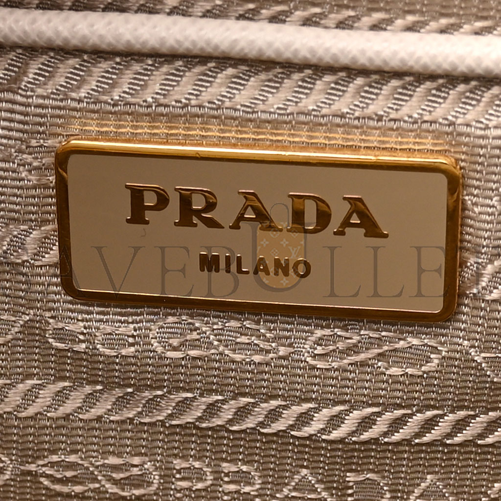 Pra*a saffiano medium bi-color top handle tote black talco (36*30*15cm)
