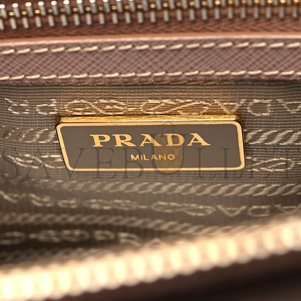 Pra*a saffiano small galleria double zip tote cammeo (29*20*13cm)