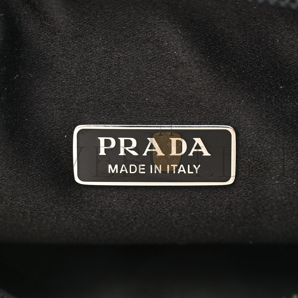 Pra*a satin crystal mini re-edition 2000 bag black (22*17*6cm)