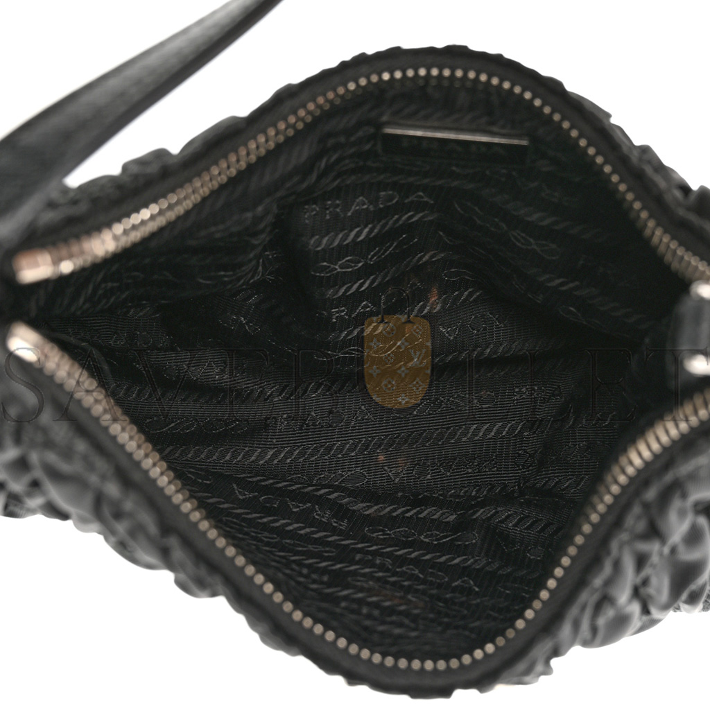 Pra*a tessuto nylon gaufre shoulder bag black (20*17*6cm)