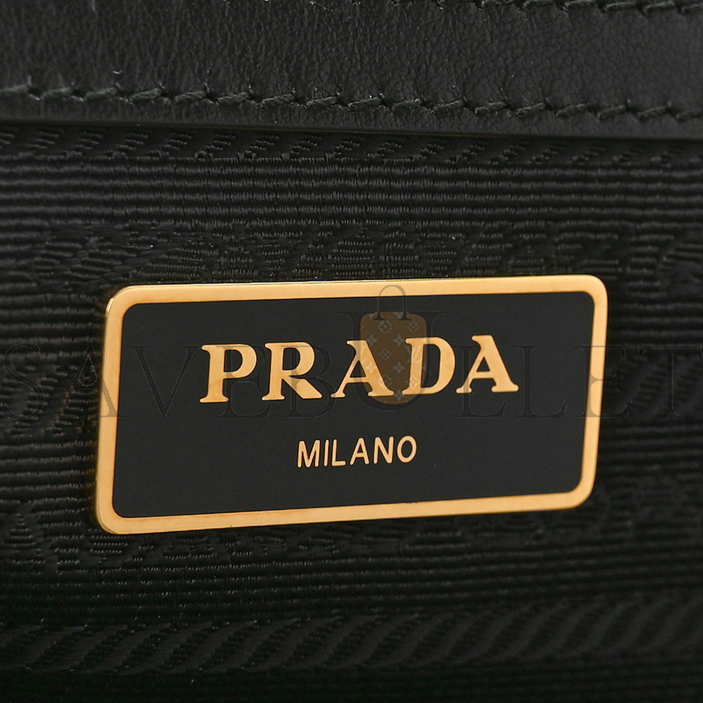 Pra*a tessuto nylon soft calf shopping tote black (30*25*15cm)