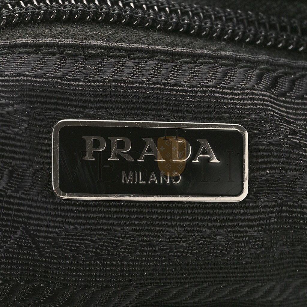 Pra*a tessuto nylon studded new vela hobo black fuoco (29*20*7cm)