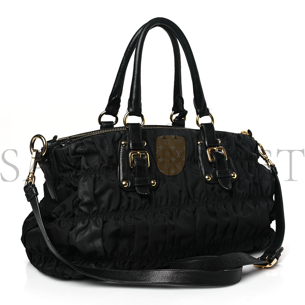 Pra*a tessuto nylon gaufre tote black (34*26*17cm)