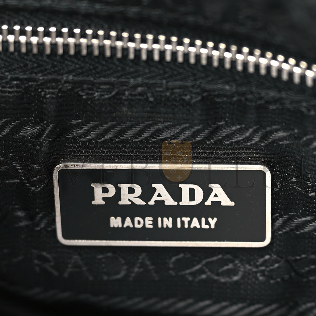 Pra*a tessuto nylon soft calf shoulder bag black (32*30*8cm)