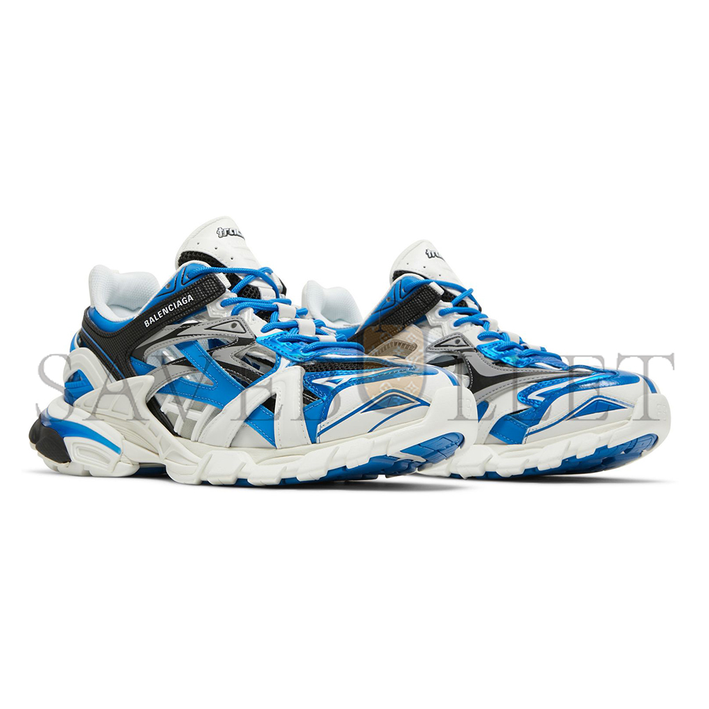 Ba*len*cia*ga white & blue track 2.0 sneakers 568615w3gc29203
