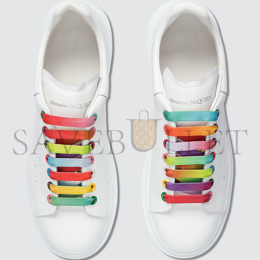 Ale*d*r m*q*en rainbow lace oversized sneaker 462214whgp79004