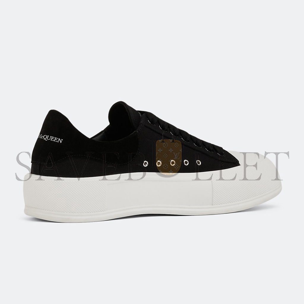 Ale*d*r m*q*en deck sneakers in black canvas 654593w4mv71070