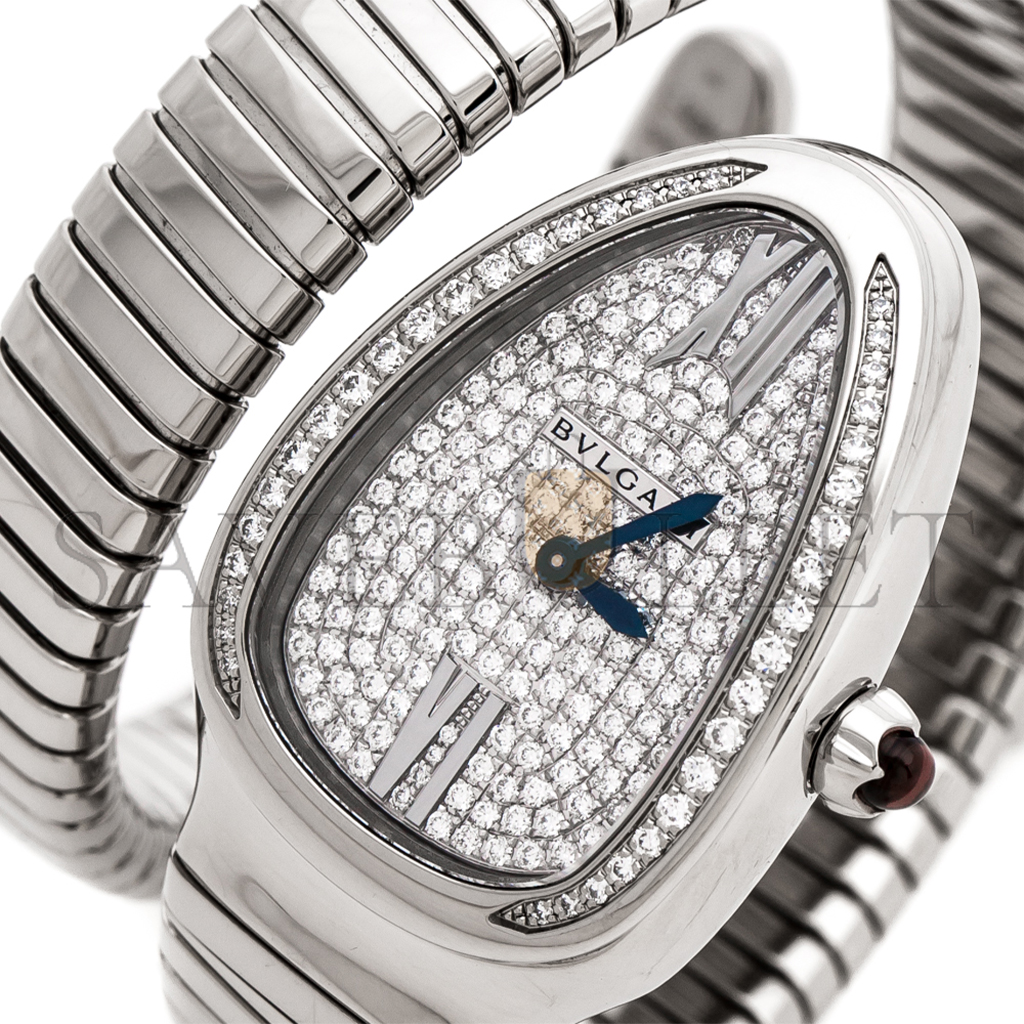 b*l*ai Di*m*nd pave 18k white gold serpenti tubogas women