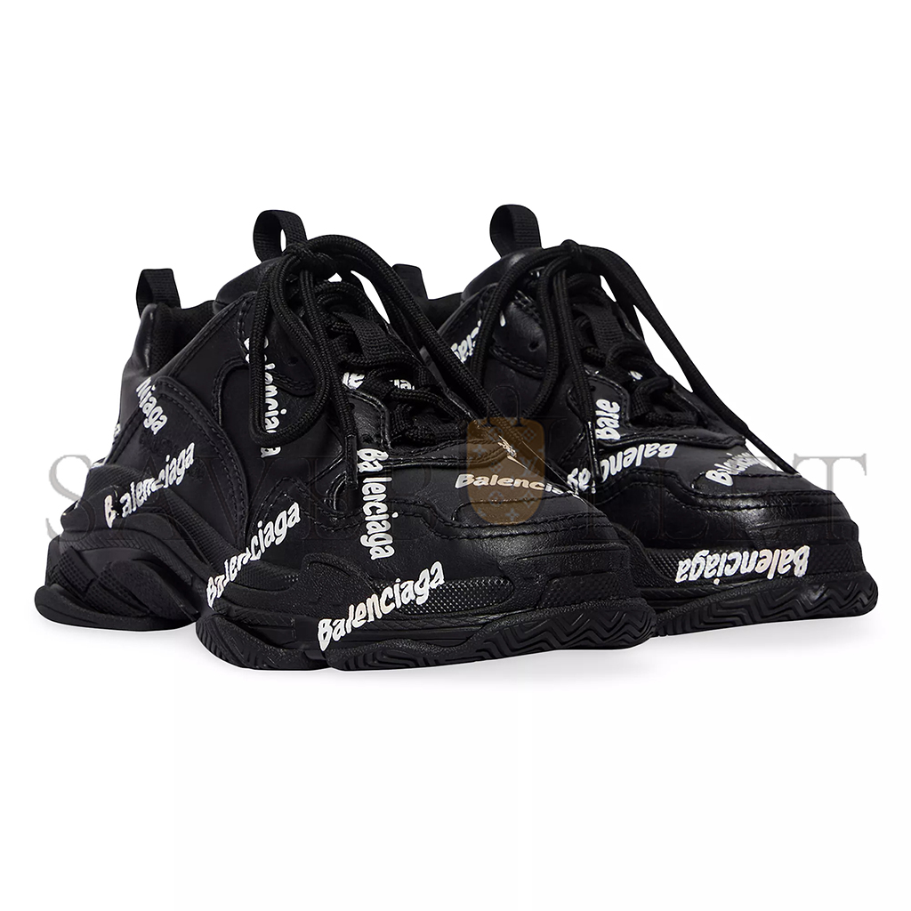 Ba*len*cia*ga triple s logo-embellished faux leather trainers 524039w2fab1090