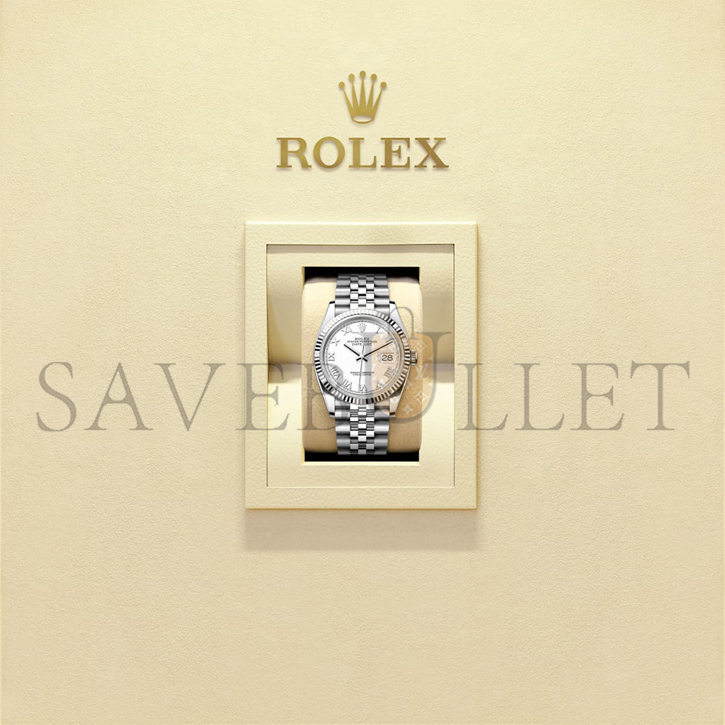 R*l*x datejust 36 oyster, 36 mm, oystersteel and white gold watch 126234-0025