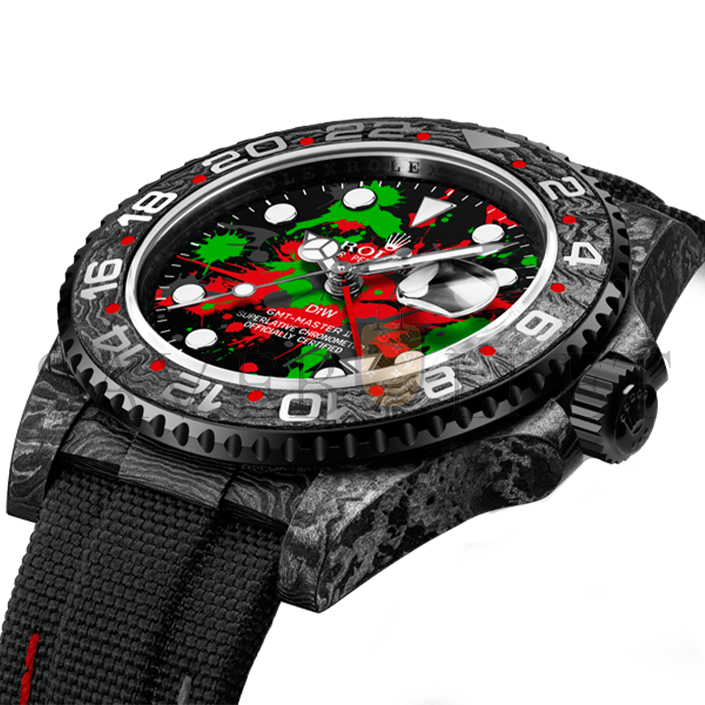 R*l*x gmt-master ii diw carbon motley edition watch 6118