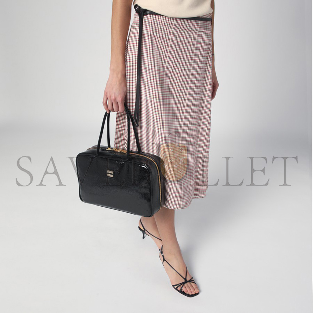 M1v M1v black beau bag in naplak patent leather 5bb117 (34*23*10cm)