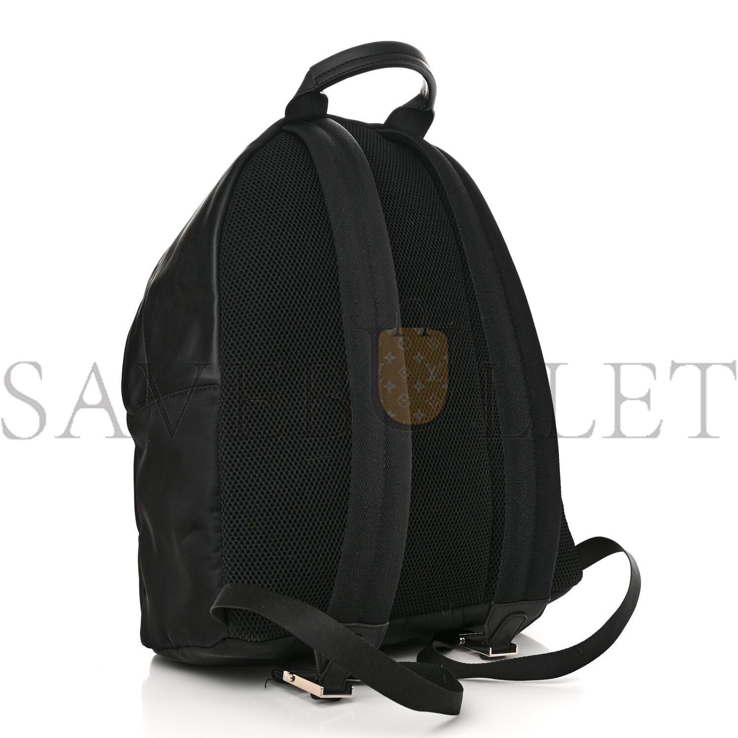 f**di nylon vitello liberty vitello D01ce monster eyes rounded backpack black sunflower (39*33*14cm)