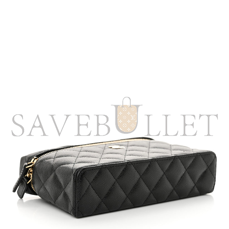 Ch**el caviar quilted top handle slim vanity with chain black ap4385 (19.5*17*5cm)
