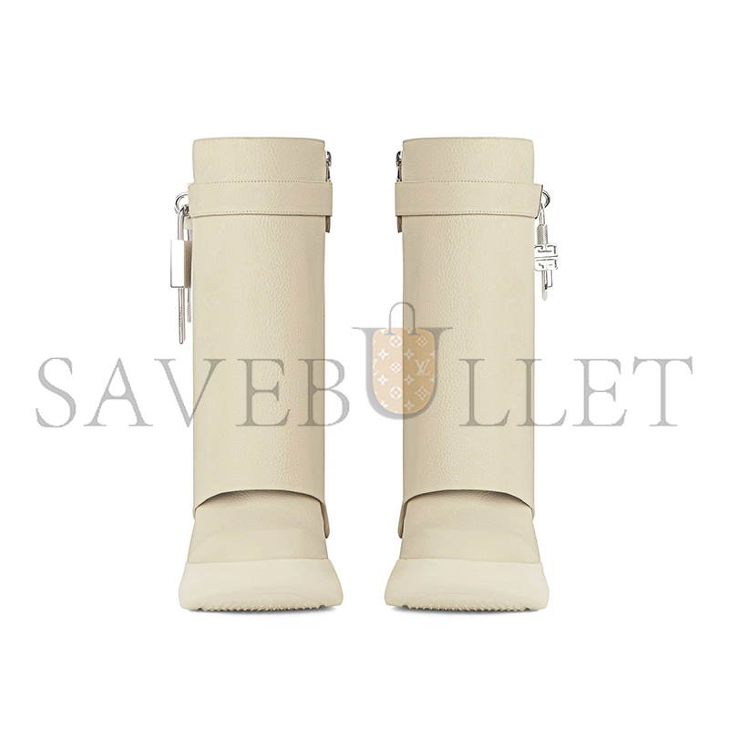 G1uenchy shark lock biker ankle boots in grained leather be603se1az-250