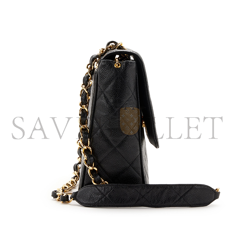 Ch**el black quilted caviar xl cc jumbo square flap gold hardware 1157428 (25*20.5*9cm)