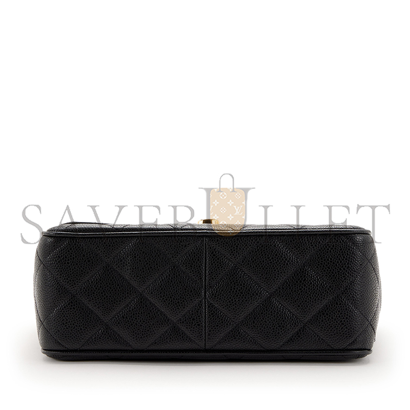 Ch**el black quilted caviar xl cc jumbo square flap gold hardware 1157428 (25*20.5*9cm)