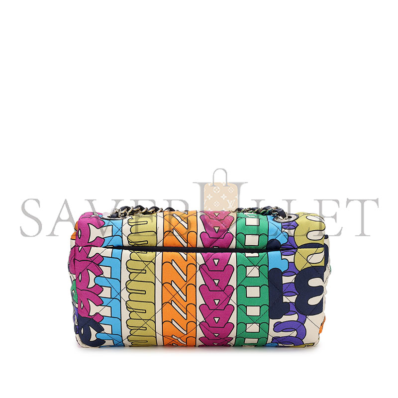Ch**el rainbow quilted nylon medium logo flap gold hardware as2897 (24.5*15*5cm)