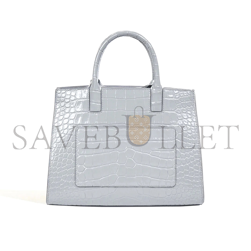 Bv*b*rry crocodile embossed calfskin mini frances tote 80582840 (27*20*11cm)