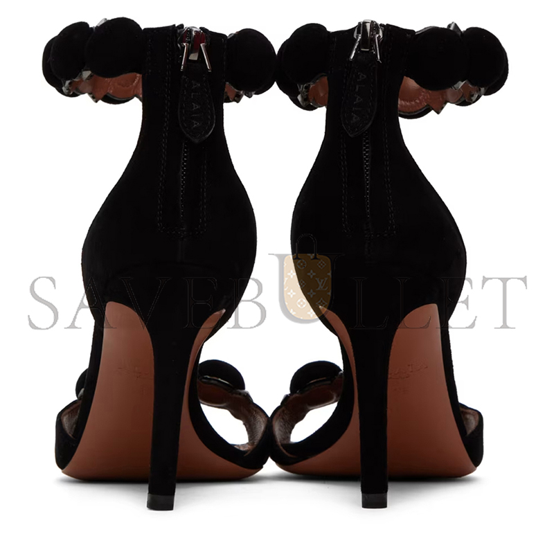 A1a1a BLACK BOMBE HEELED SANDALS 241483F122000