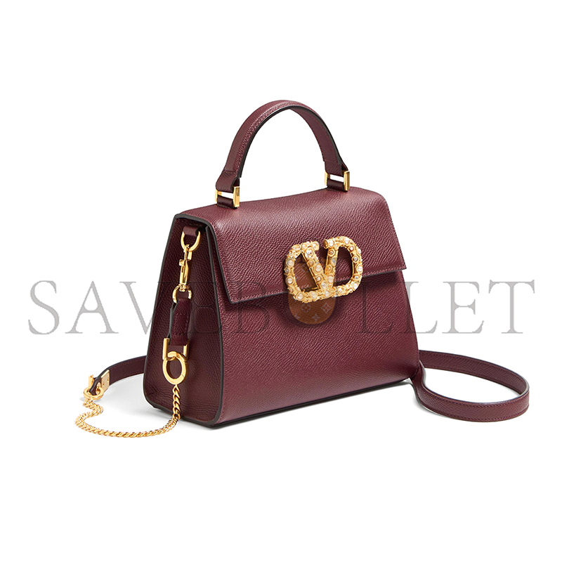 Va1e*ntin0 garavani vsling small handbag in grainy calfskin with jewel logo 7w2b0f53xpw_dye (22*17*9cm)