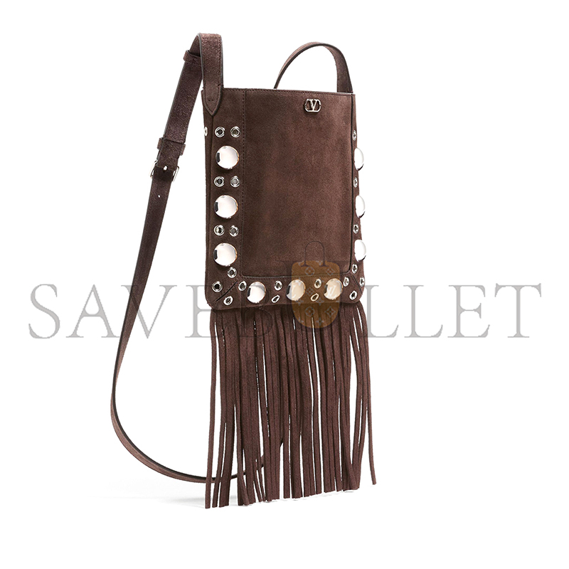Va1e*ntin0 garavani nellcÔte small shoulder bag in suede with fringes 6w2b0r34jet_0to (20*20*3cm)