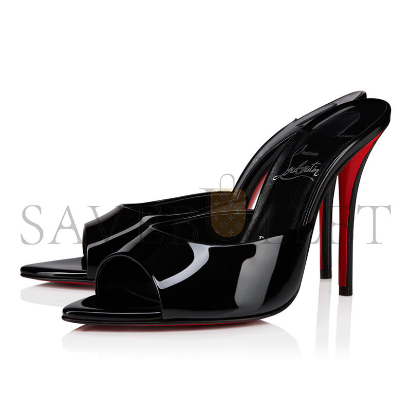 Chr1st1an louboutin miss z mule 100mm open heel sandals patent leather black women