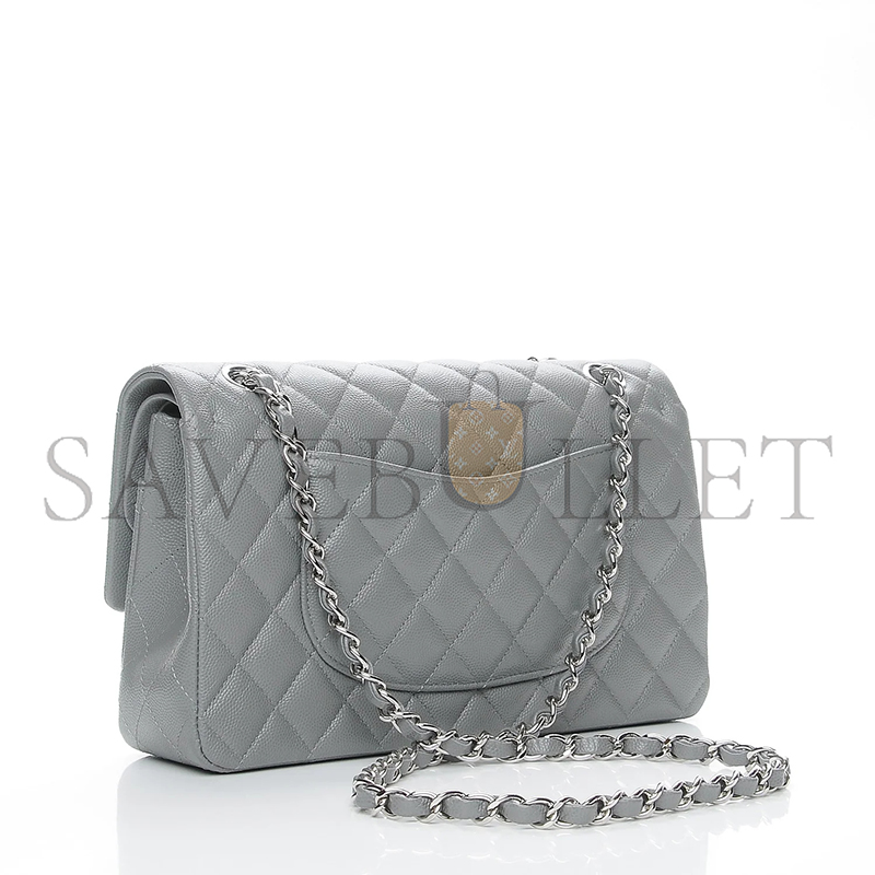 Ch**el master caviar quilted medium double flap grey 212974 (25*16*6cm)
