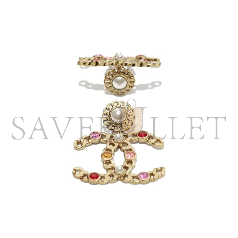 Ch**el cc pearl crystal chain drop earrings ab5680