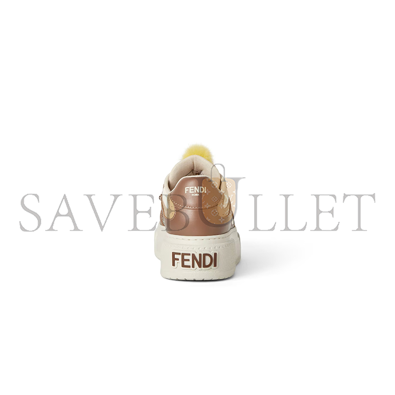 F**di match brown leather platform low-tops with charm 8e8721ay9nf1to6