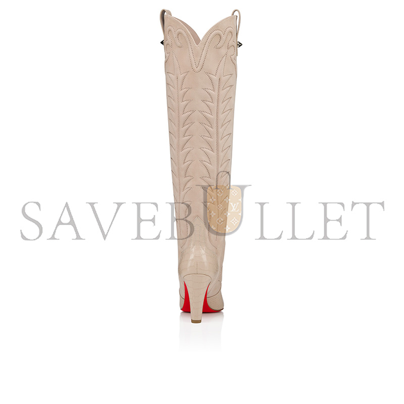 Chr1st1an louboutin santia botta85 mm boots alligator embossed calf leather and veau velours pearl women 32505539062