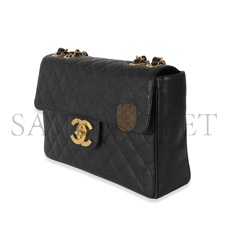 Ch**el master vintage black caviar classic flap bag (30*21*8cm)