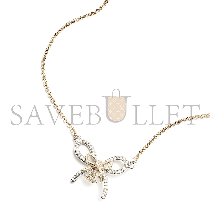 Ch**el pendant necklace metal & diamantÉs silver, gold & crystal abg588