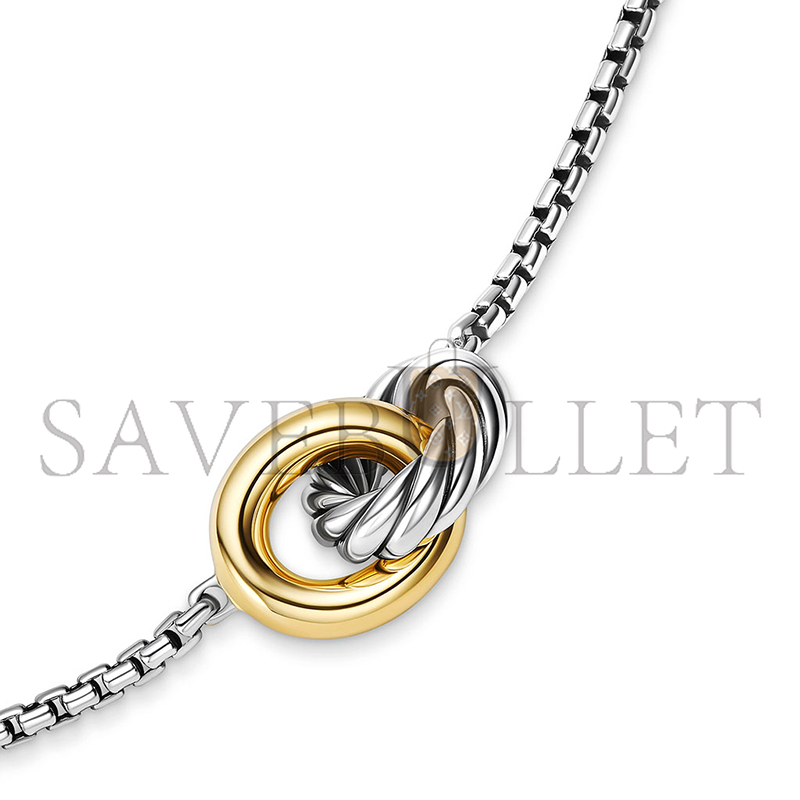dau1d Yvrm*n petite cable linked necklace sterling silver with 14k yellow gold, 15mm 192740692154