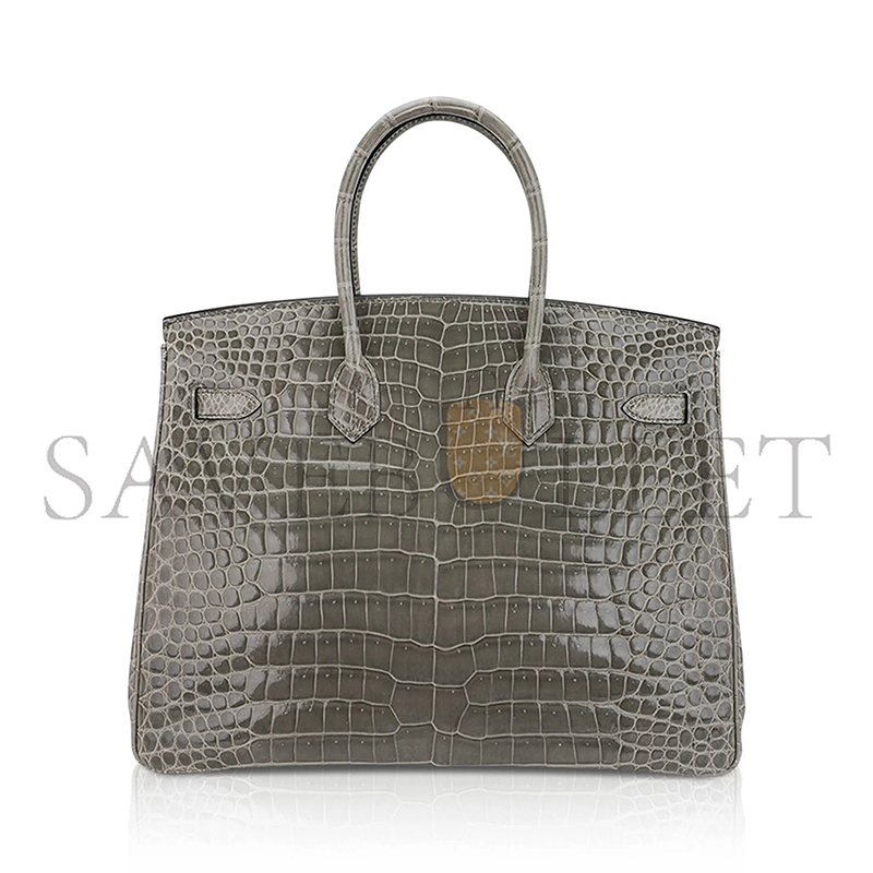 H**me5 master birkin 35 bag gris tourterelle porosus crocodile with gold hardware (35*25*18cm)